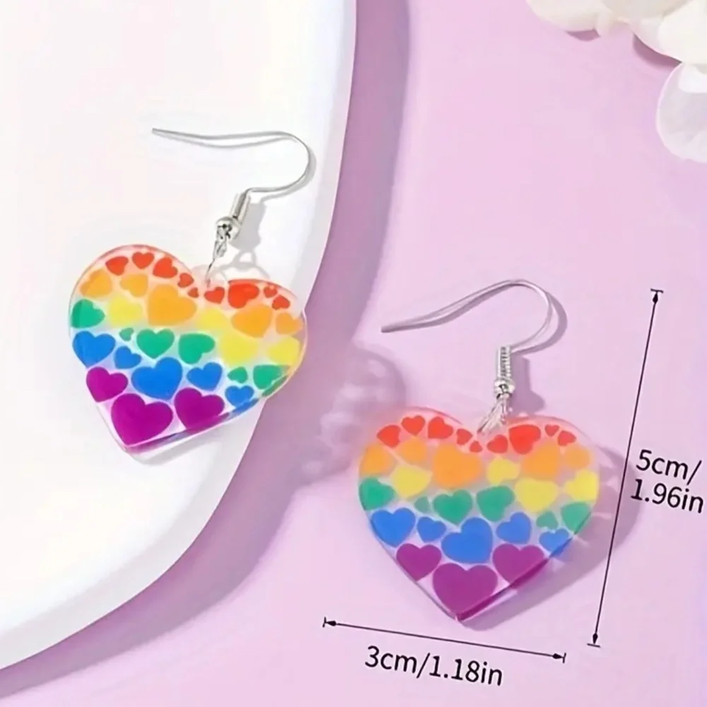 NWT! Colorful Rainbow Mini Hearts Within A Heart Earrings!